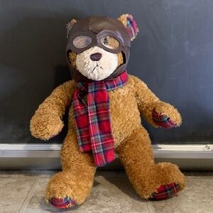 Gund Porto the‎ Bear Aviator Teddy Bear with Plaid Scarf